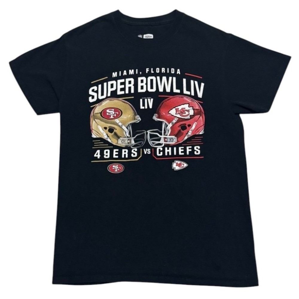 NFL Super Bowl LIV T-Shirt Men Small Black 49ers vs Chiefs Miami Florida Graphic